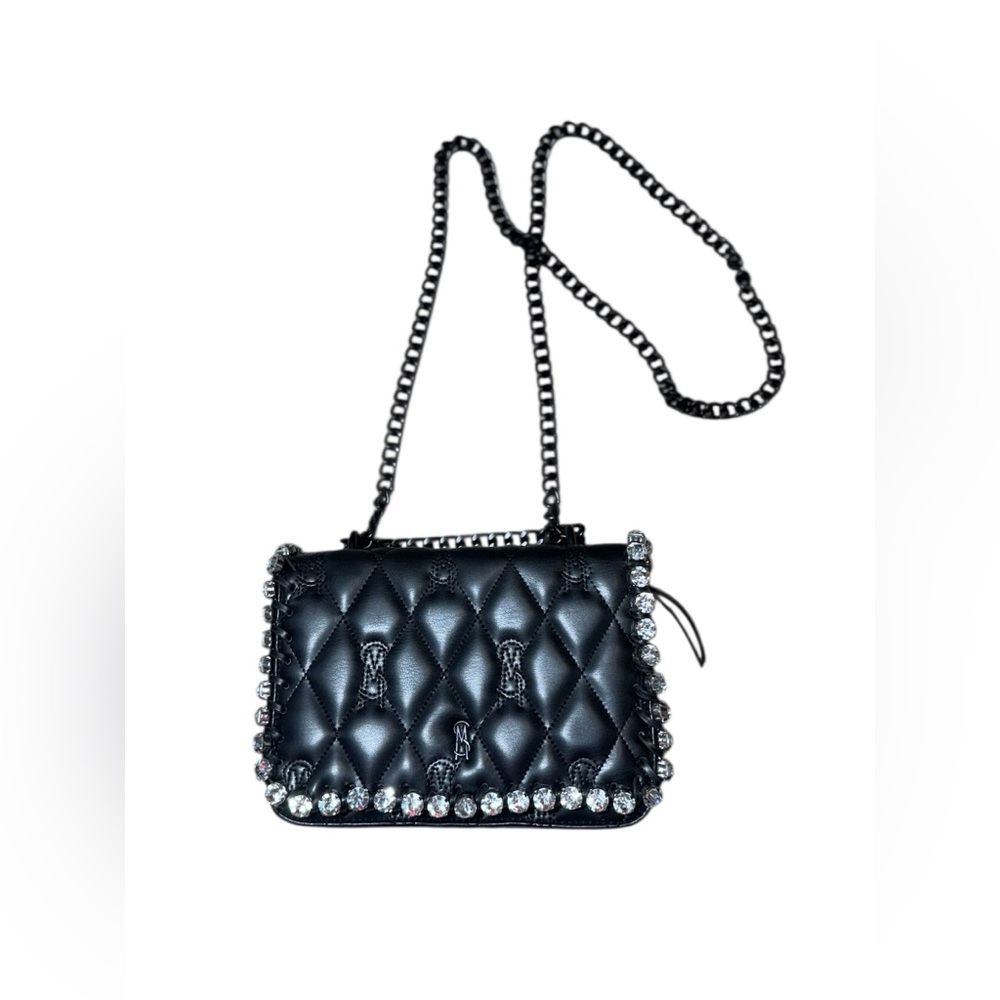 Elegant Black Quilted Steve Madden Shoulder bag with rhinestones